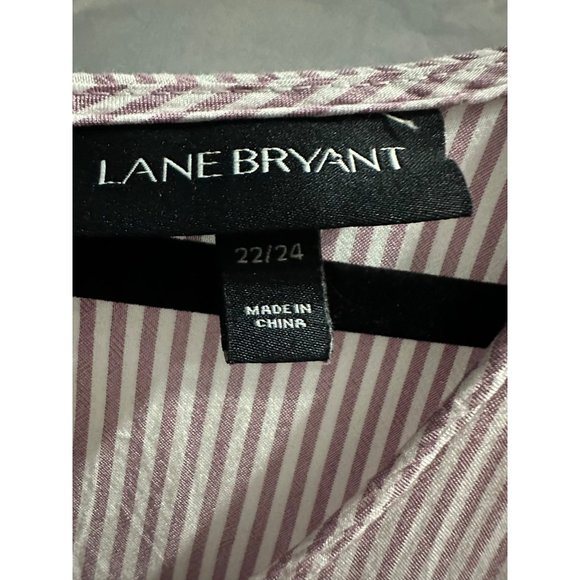 Lane Bryant size 22/24 pink stripe lace shoulders balloon sleeve Boho tunic - Picture 5 of 8